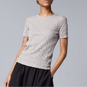 NWOT Simply Vera Vera Wang Ice Grey Crewneck Textured Short Sleeved Women's Top